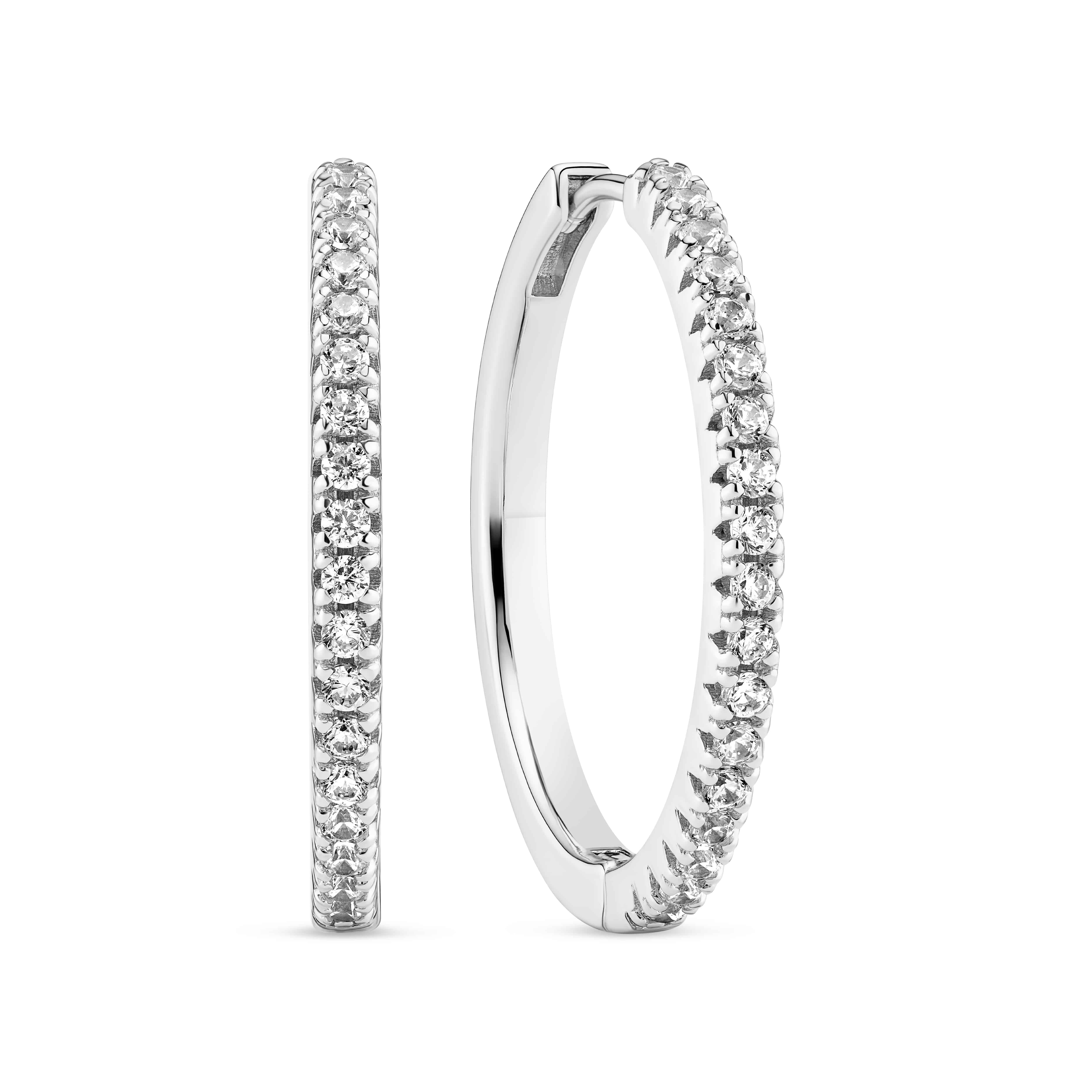 Sif Jakobs Ellera X-Grande Øreringe Sølv 24mm SJ-E22030-CZ-SS - hoops med click-lukning – nemme at tage af og på og perfekte til hverdagsbrug.