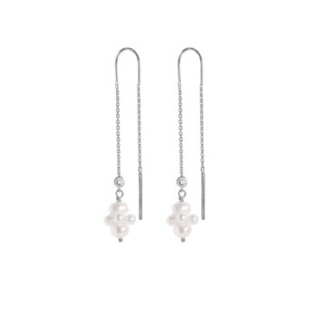 byBiehl Pearl Cluster Dangling Øretråde Sølv 4-1509wp-R