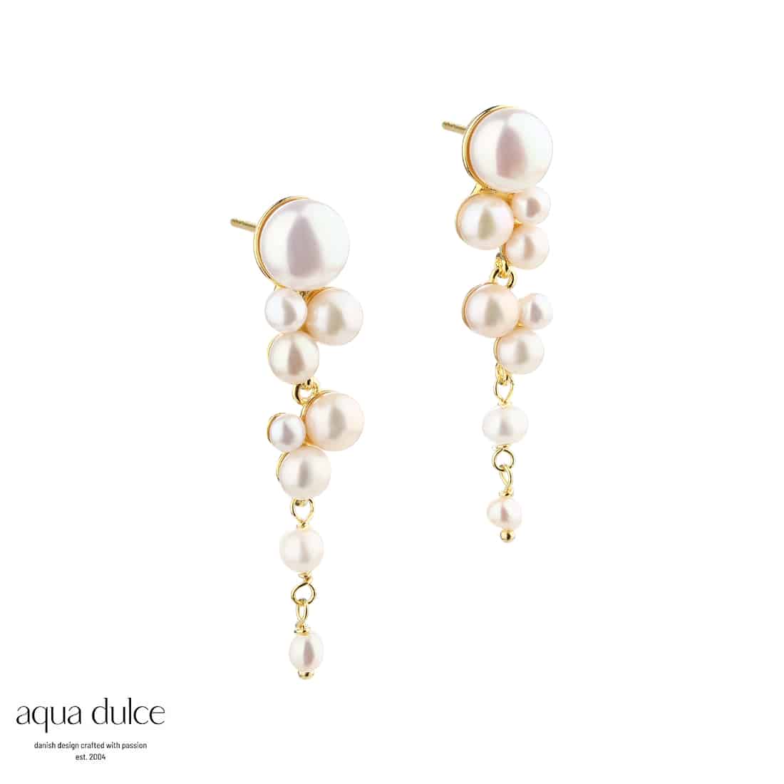 Aqua Dulce - Bubbels Long Øreringe - Forgyldt Sølv
