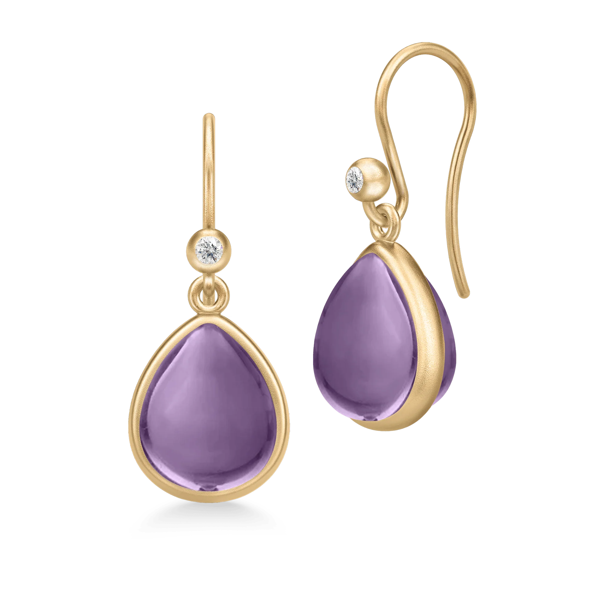 Julie Sandlau PALOMA Amethyst Øreringe HKS631GDATCRCZ Elegante Paloma øreringe med flot lilla amethyst farvede cabonchon slebet krystal. Paloma kollektionen findes i mange flotte farver🤍