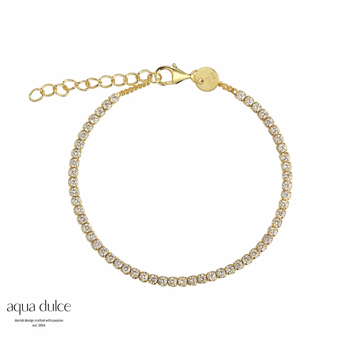 Aqua Dulce New Dagny Forgyldt Armbånd 4521 Tennis armbånd med flotte klare zirkoner hele vejen rundt på armbåndet