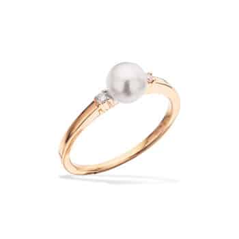 Scrouples Perle Ring 14 karat guld med 0,04ct diamant 708535