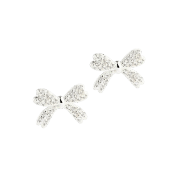 Aqua Dulce Big Darling Bow ørestikker sølv 5804 - feminine ørestikker formet som en sløjfe og pyntet med klare zirkonia. Shop hos Guldsmedlange.dk