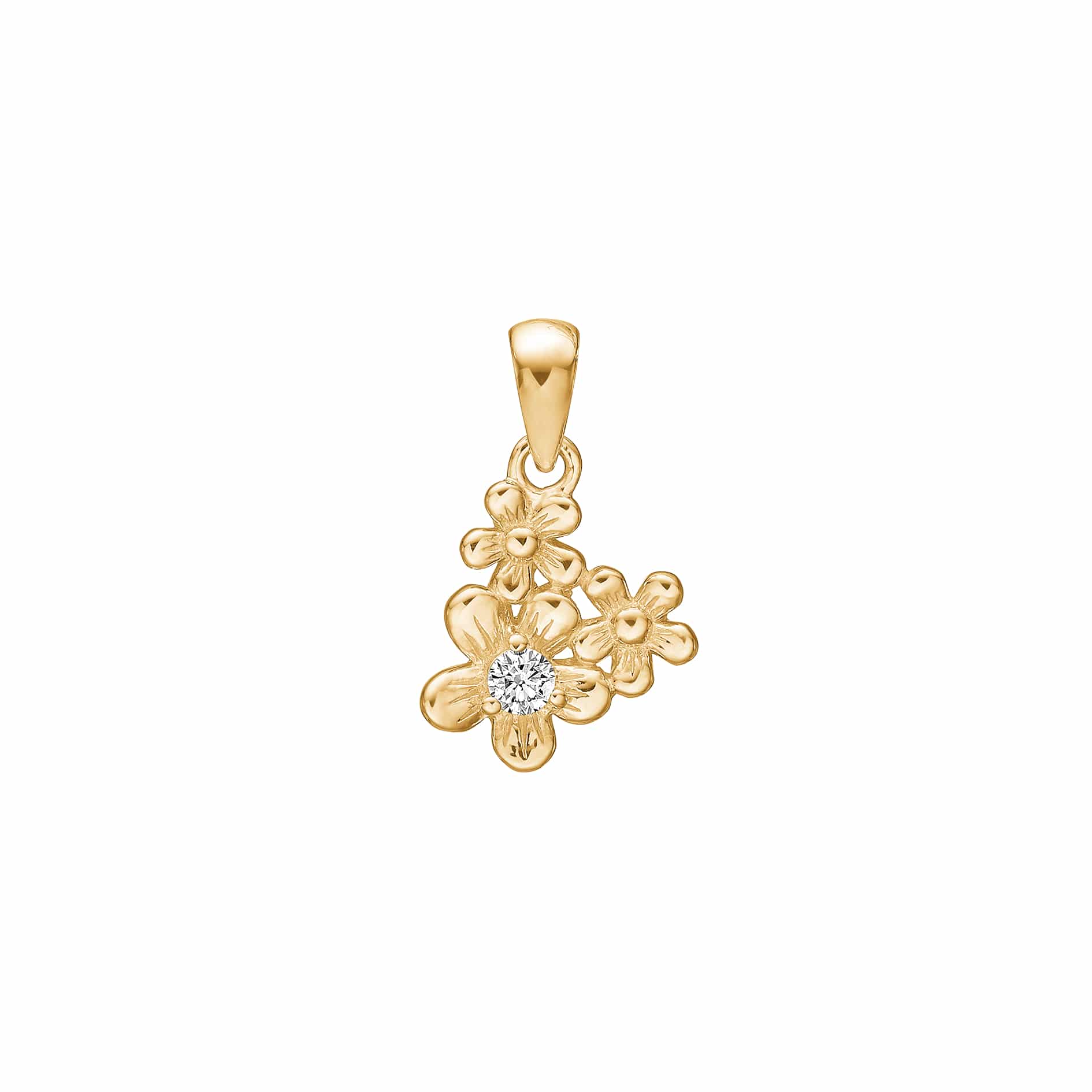 Lund Copenhagen Blomster Vedhæng Med Diamant 0,07w/si 8 Karat Guld 3081360-0,07