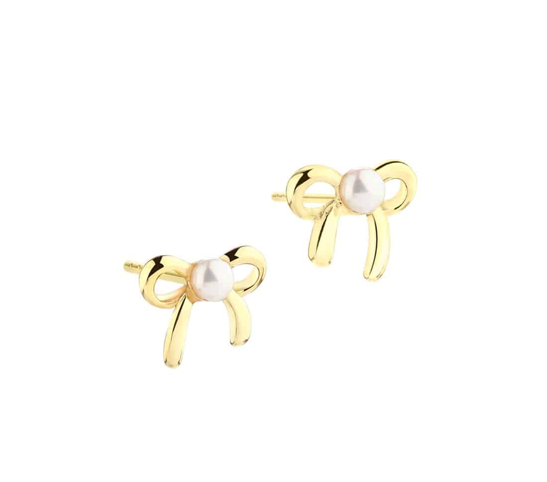 Aqua Dulce Simple Sløjfe Perle Ørering Forgyldt 5807