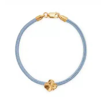 Flora Danica Firkløver Silkearmbånd Blåt Forgyldt 907.FLC-Silk-Blue-G