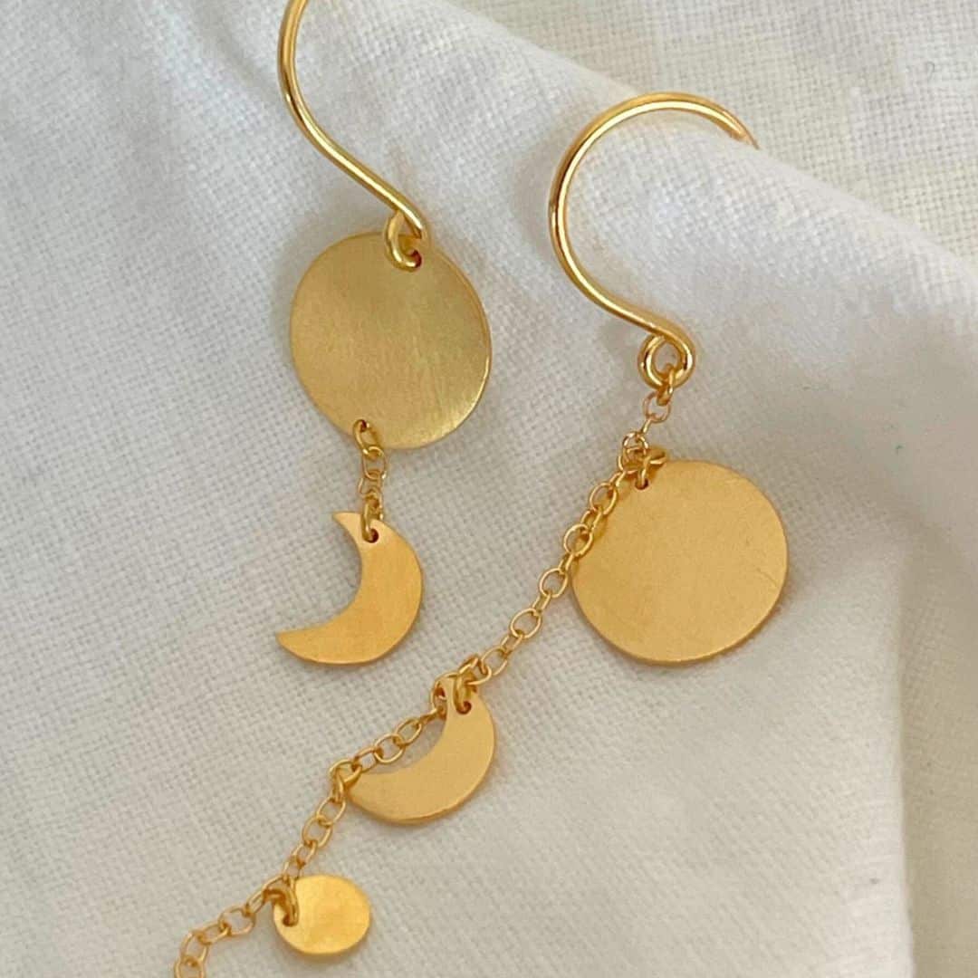 Stine A Sun And Moon With Chain Øreringe Forgyldt 1360-02-S