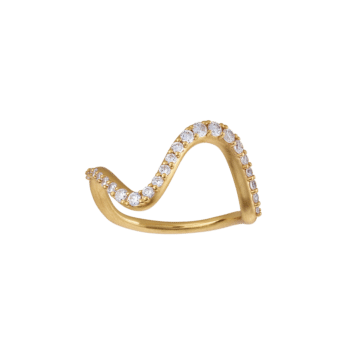 byBiehl Wave Sparkle Ring Large Forgyldt 5-3702a-GP