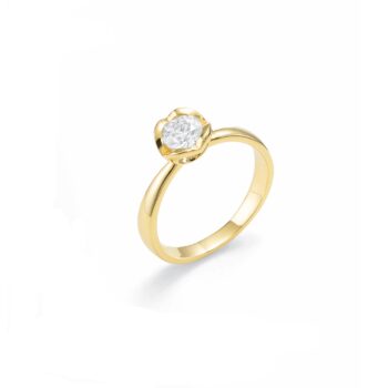 Silhouette Solitære Heart Ring 14 Karat Med 0,50ct Brillant River(E)/SI2