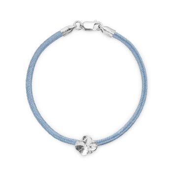 Flora Danica Firkløver Silkearmbånd Blåt Sølv 907.FLC-silk-blue-S