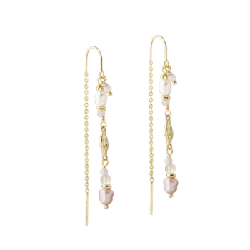 Aqua Dulce Fresa Rose Øretråde 6260 Forgyldt øretråd med lyserøde og hvide ferskvandsperler