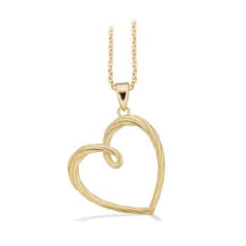 Scrouples Hjertevedhæng 8 kt guld med forgyldt kæde 215273 har et fint og åbent design med en elegant snoet form. Perfekt til hverdag og fest.