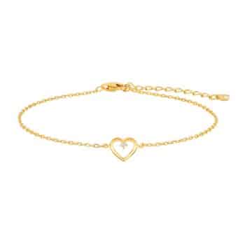 Joanli Nor Odanor armbånd i forgyldt med hjerte og justerbar længde
