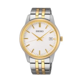 Seiko Classic SUR402P1 herreur med hvid urskive og to-tone stållænke