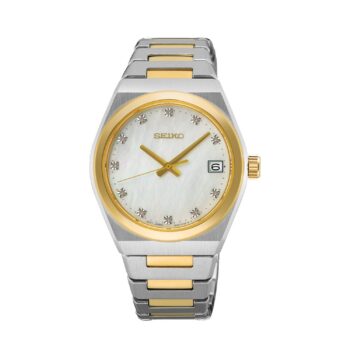 Seiko SUR604P1 dameur med hvid perlemorsskive og tofarvet stållænke