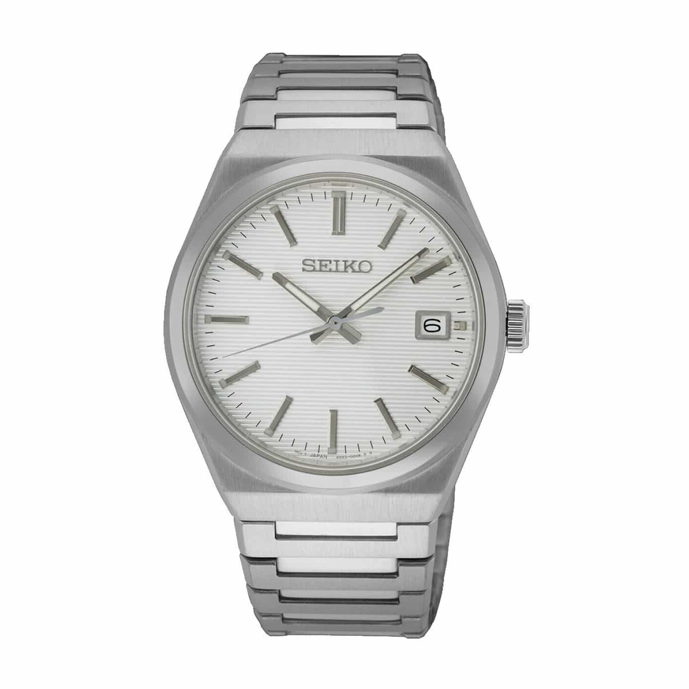 Seiko SUR553P1 classic quartz-ur hvid skive & stållænke