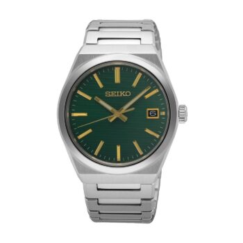Seiko SUR601P1 klassisk quartzur med grøn urskive, safirglas og stållænke