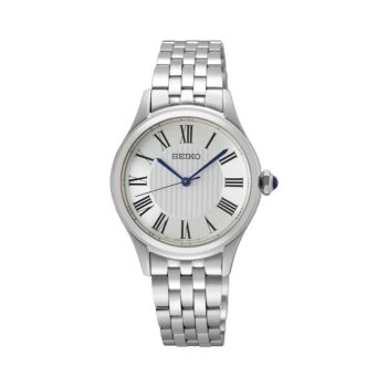 Seiko SUR609P1 dameur hvid skive, stållænke med romertal