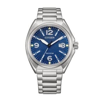 Citizen Classic Eco-Drive AW1571-76L – elegant herreur i rustfrit stål med blå urskive, 40mm urkasse og 100m vandtæthed.