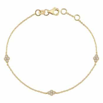 nuran athene armbånd i 14 karat guld med 12 diamanter – 0,12 ct – justerbar længde 16,5–18,5 cm