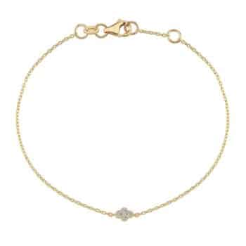 Nuran Athene armbånd 14 karat B2561-004RG med vedhæng og 4 diamanter (0,04 ct). Klassisk og enkelt guldarmbånd på 18,5 cm.