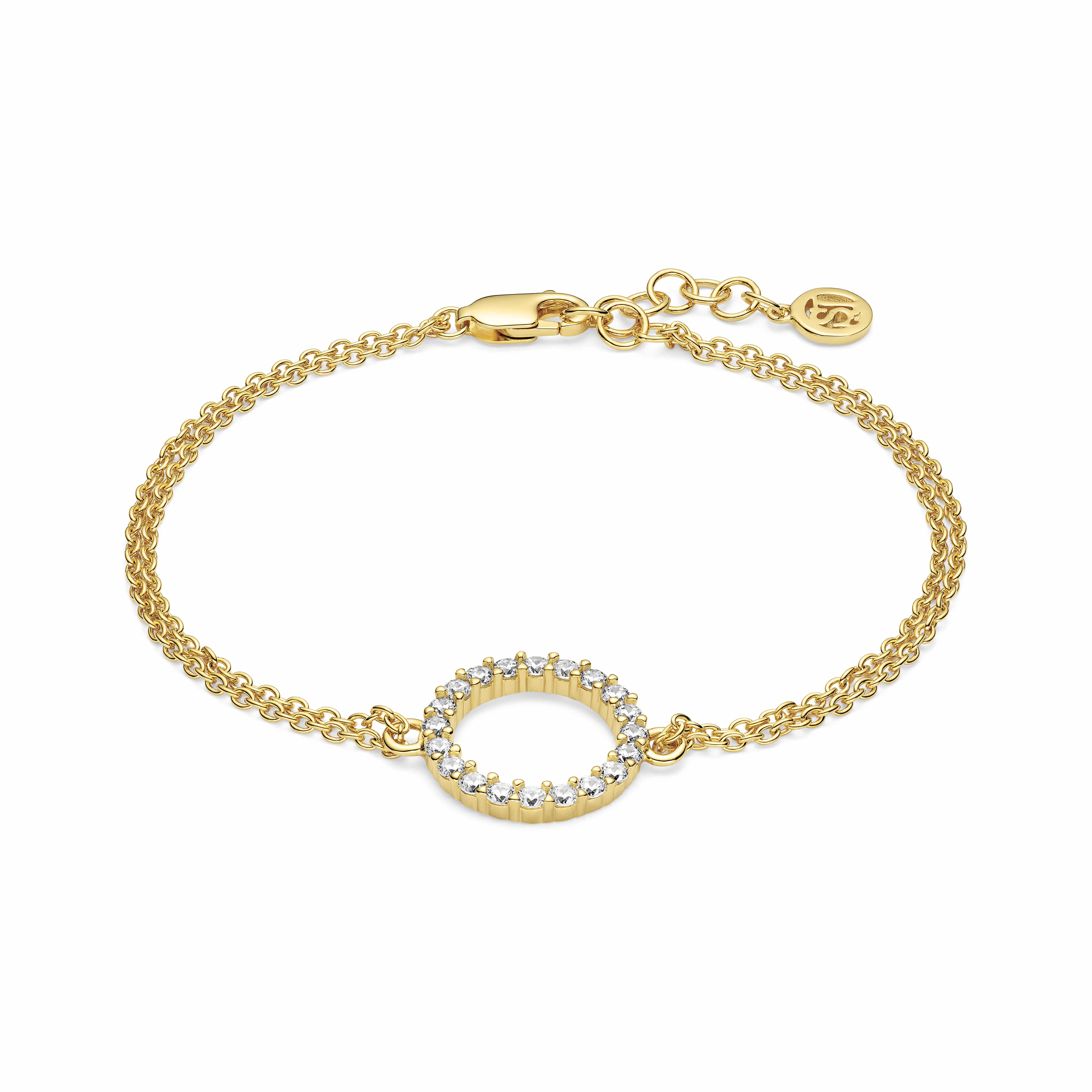 Sif Jakobs Biella Grande Armbånd Forgyldt Sølv SJ-B338(1)-CZ(YG) - Elegant cirkel armbånd med justerbar længde. Køb hos Guldsmedlange.dk