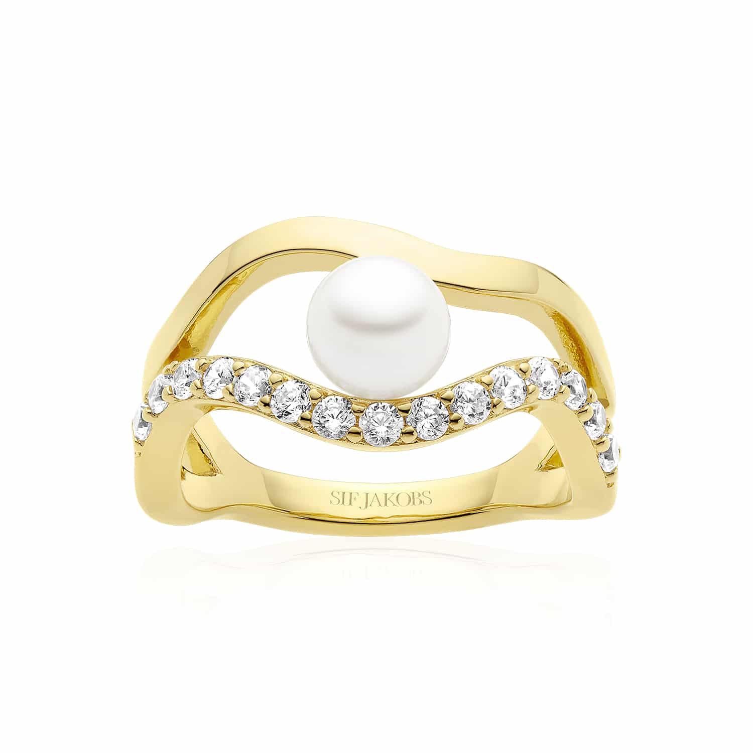 Sif Jakobs Ponza Ring Forgyldt Sølv SJ-R12363-PCZ-YG - En feminin ring med klassisk design – perfekt til både hverdag og fest.
