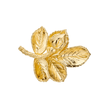 Flora Danica Rosenblad Broche Forgyldt 907.ROS-Bro-G - Elegant og tidløst dansk design med naturlig skønhed. Perfekt som stilfuldt accessory eller gave.