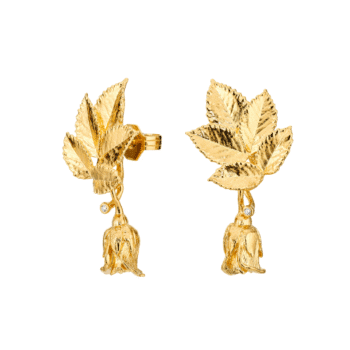 Flora Danica Rosenblad Øreringe Med Aftagelige Roser Og Diamanter - Et romantisk og luksuriøst valg, ideelt som gave til hende, der elsker dansk design.