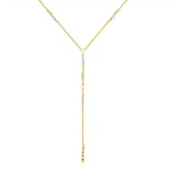 WiOGA Gesa Halskæde Forgyldt N-10020-GP - elegant og feminin Y kæde med fine detaljer af månesten og små ferskvandsperler.