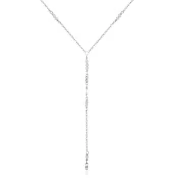 WiOGA Gesa Halskæde Sølv N-10020-S - elegant og feminin Y kæde i sterlingsølv med fine detaljer af månesten og små ferskvandsperler.