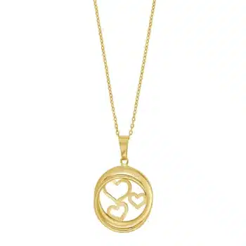 Siersbøl Cirkel vedhæng med tre hjerter og forgyldt kæde 20820600300 - fint og symbolsk smykke, hvor tre små hjerter er samlet i en elegant cirkel.