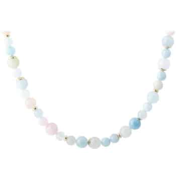 Aqua Dulce Morganite Dream halskæde 45+3cm forgyldt 6341 - skøn pastelfarvet stenhalskæde med sten i forskellige størrelser.