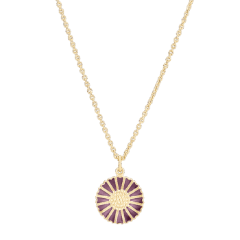 Lund Copenhagen Marguerit halskæde med lilla emalje forgyldt 11mm 902018-LI
