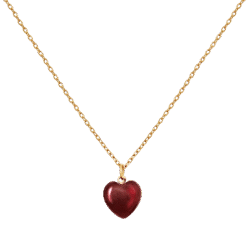 Maanesten Esma Heart halskæde forgyldt 2846A - med hjerte i rød jade. Justerbar kæde 42 + 3 cm. Et enkelt smykke til hverdag og fest.