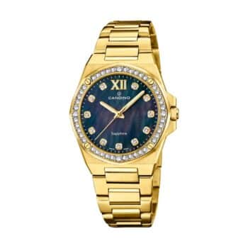 Candino Lady Elegance dameur med guldfarvet stållænke blå skive og safirglas C4755/4