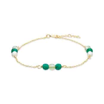 Scrouples Armbånd med grønne sten og perler 17+2cm forgyldt 300422A,M - fint og feminint armbånd med grønne sten og små perler.