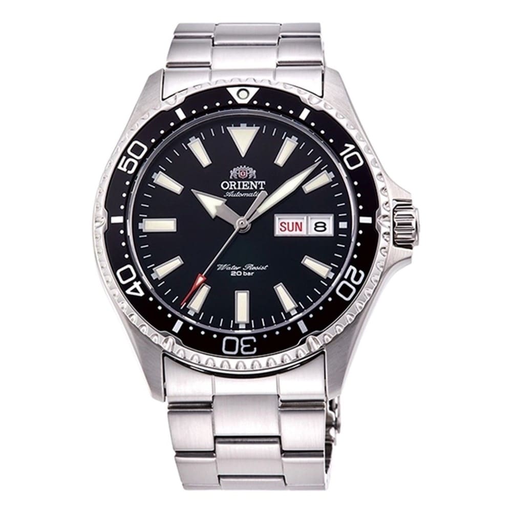 Orient Sports Kamasu Diver RA-AA0001B er et automatic dykkerur med sort urskive, safirglas og 20 ATM vandtæthed. Se det hos Guldsmedlange.dk