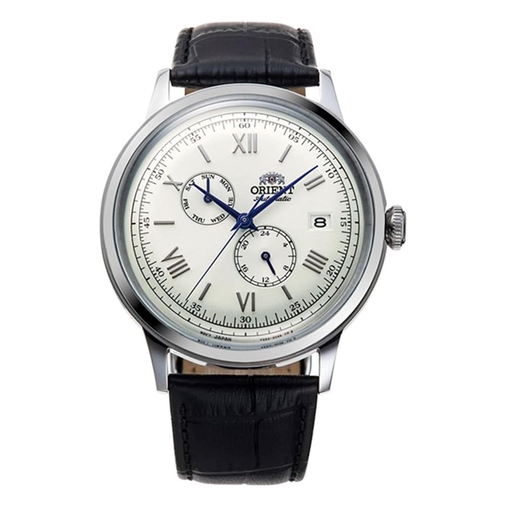 Orient Classic Bambino RA-AK0701S er et automatisk herreur med hvid urskive, sort rem. Klassisk design og japansk urværk.