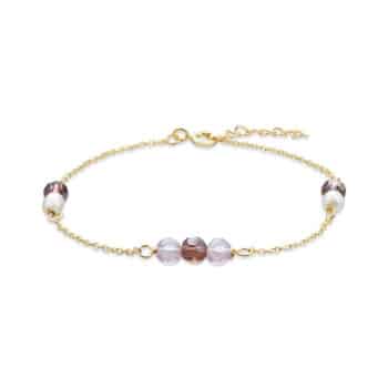 Scrouples Armbånd med lilla sten og perler forgyldt 17+2cm 300432A,M - fint og feminint armbånd med lilla sten og små perler.