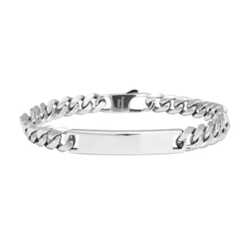 Stålarmbånd fra Son of Noa i rustfrit stål med blank panserkæde og plade. Klassisk armbånd til daglig brug.