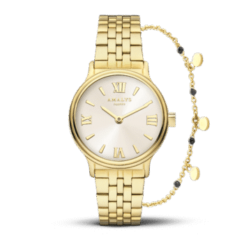 Amalys Rosie dameur gaveæske 28 mm guldfarvet stål AMW-199