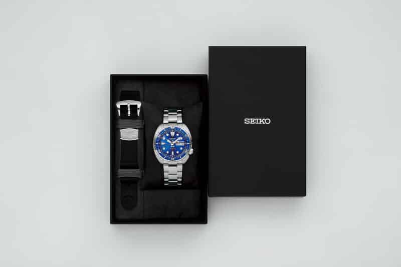 Seiko Prospex automatik herreur PADI Limited Edition HBB002K1 med stållænke og blå silikonerem