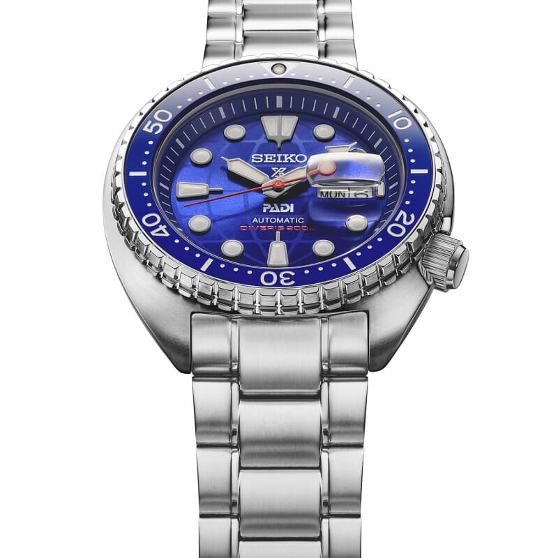 Seiko Prospex automatik herreur PADI Limited Edition HBB002K1 med stållænke og blå silikonerem