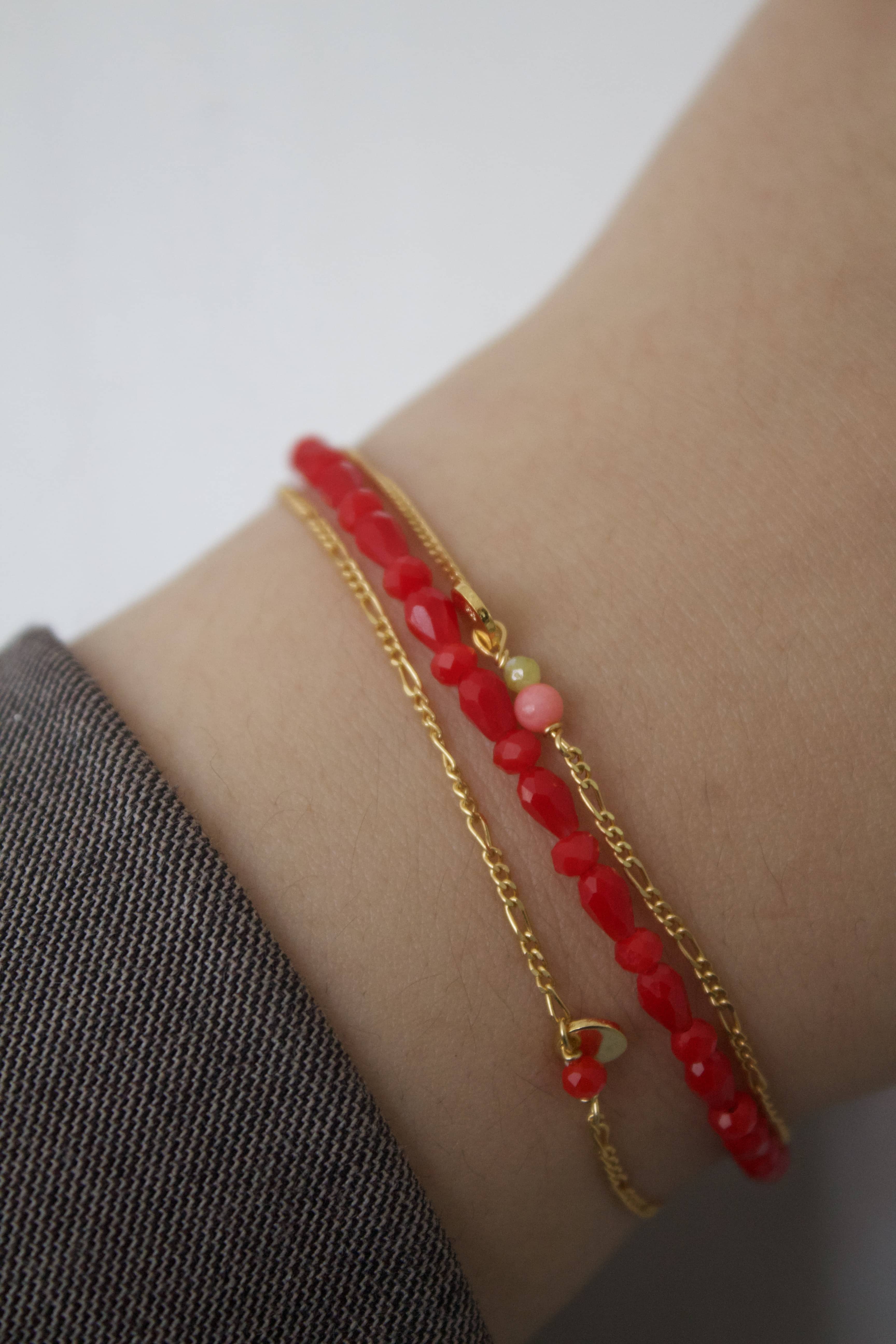 Stine A Harlequin Pink Heart armbånd